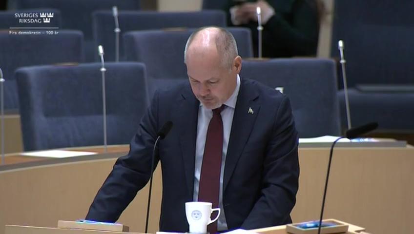 Stillbild från Interpellationsdebatt, Brottsvågen mot företagare