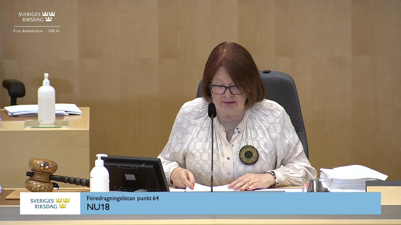 Stillbild från Debatt om förslag, Genomförande av ändringar i energieffektiviseringsdirektivet om värme, kyla och tappvarmvatten för hushållsbruk