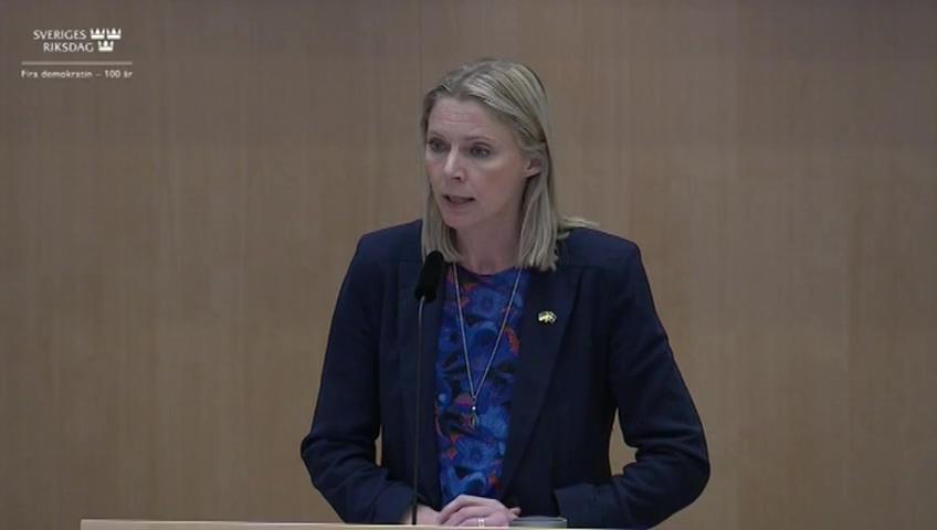 Stillbild från Debatt om förslag, Ändringar i statens budget för 2022 – Stöd till Ukraina med efterfrågad försvarsmateriel