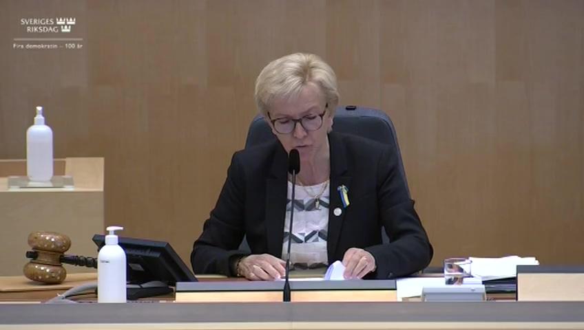 Stillbild från Debatt om förslag, Riksrevisionens rapport om öppna jämförelser i socialtjänsten