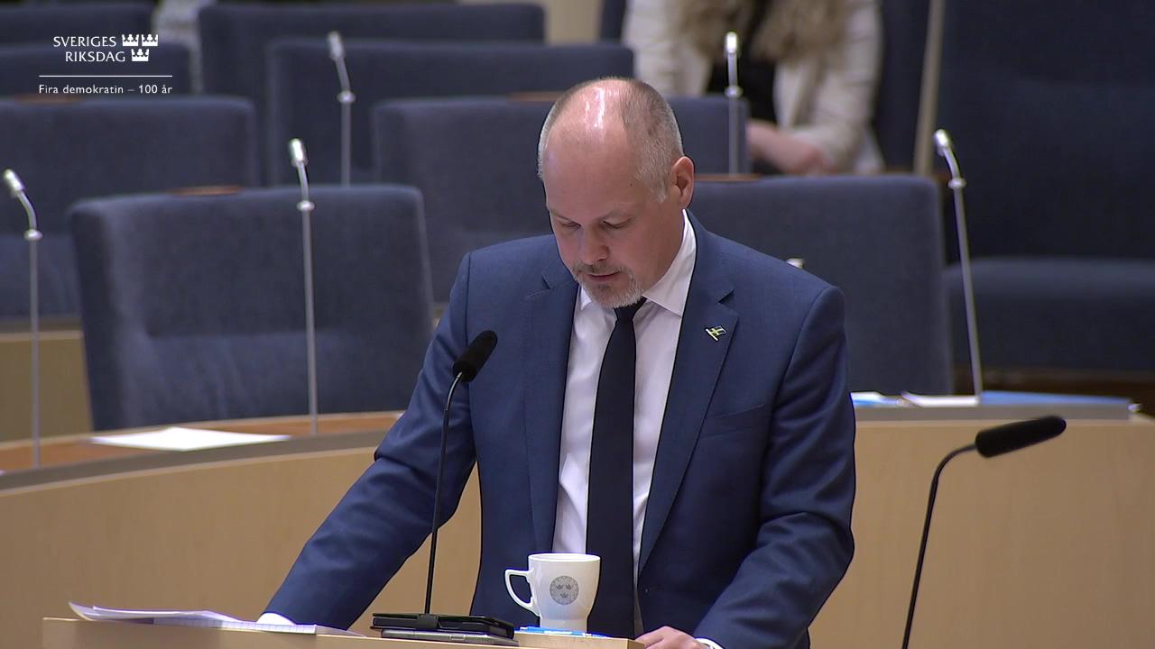 Stillbild från Interpellationsdebatt, Befolkningsskyddet och skyddsrum