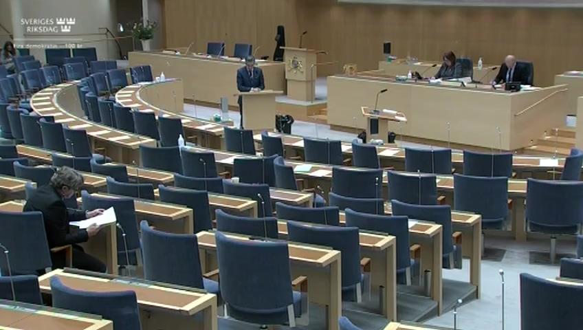 Stillbild från Interpellationsdebatt, Samordningen av vindkraftsutbyggnad i Sverige