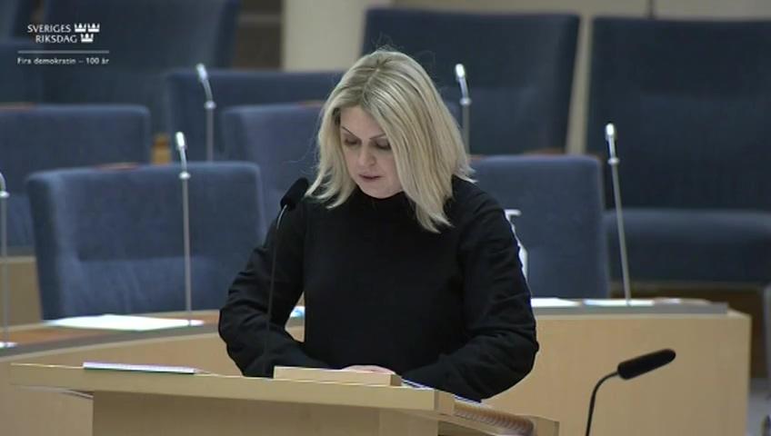 Stillbild från Interpellationsdebatt, Socialtjänstens utredningar av barn och ungdomar