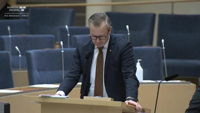 Stillbild från Interpellationsdebatt, Socialfond för klimatåtgärder
