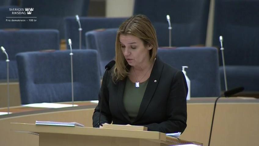 Stillbild från Interpellationsdebatt, Enklare regler för försäljning av vildsvinskött