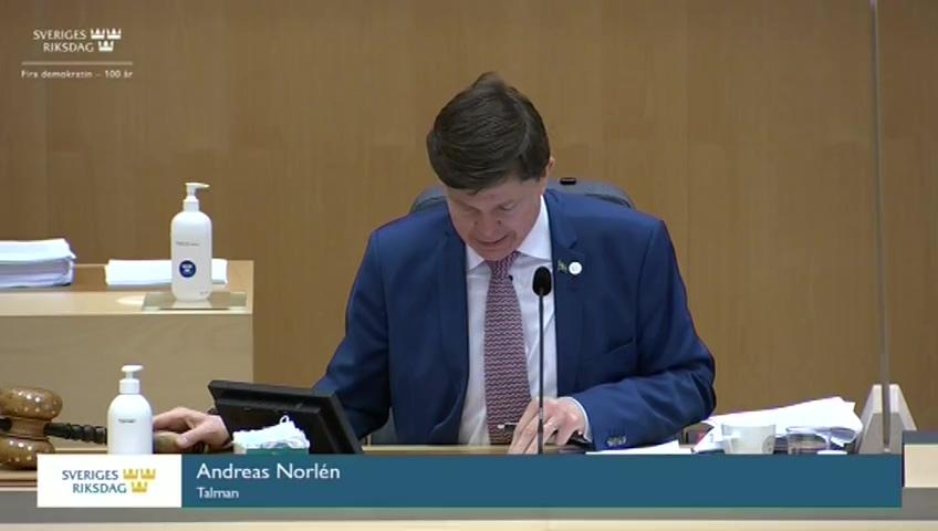 Stillbild från Debatt om förslag, Riksrevisionens rapport om Skatteverkets arbete med att beskatta delningsekonomin