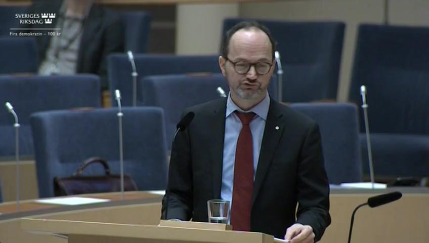 Stillbild från Interpellationsdebatt, Trafikverkets förslag till infrastrukturplan