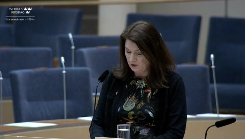 Stillbild från Interpellationsdebatt, Nato-option i regeringsförklaringen