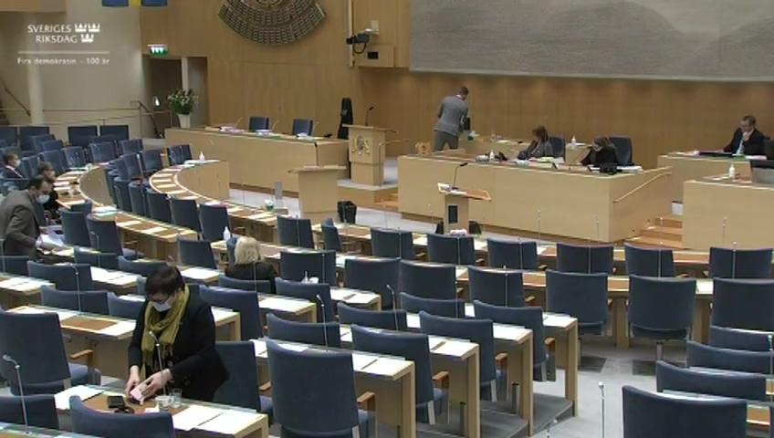 Stillbild från Debatt om förslag, Krav på rapportering av betalningstider