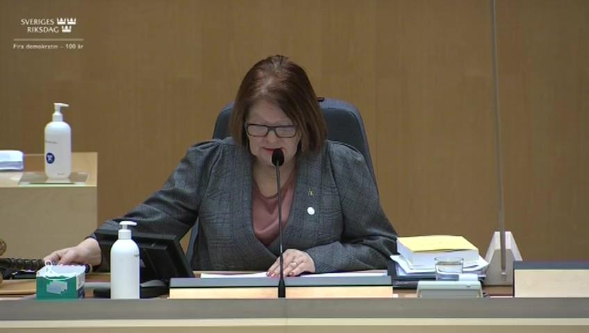 Stillbild från Debatt om förslag, Etisk granskning av forskning – en övergångsbestämmelse som avser kliniska läkemedelsprövningar