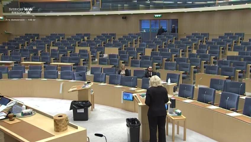 Stillbild från Interpellationsdebatt, Jämställdhet inom e-sport