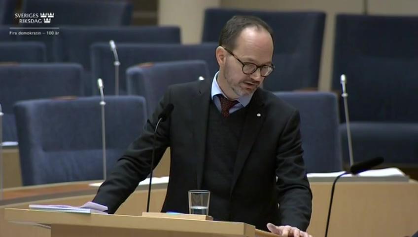 Stillbild från Interpellationsdebatt, Hastighetssänkningars inverkan på utvecklingen norr om Dalälven