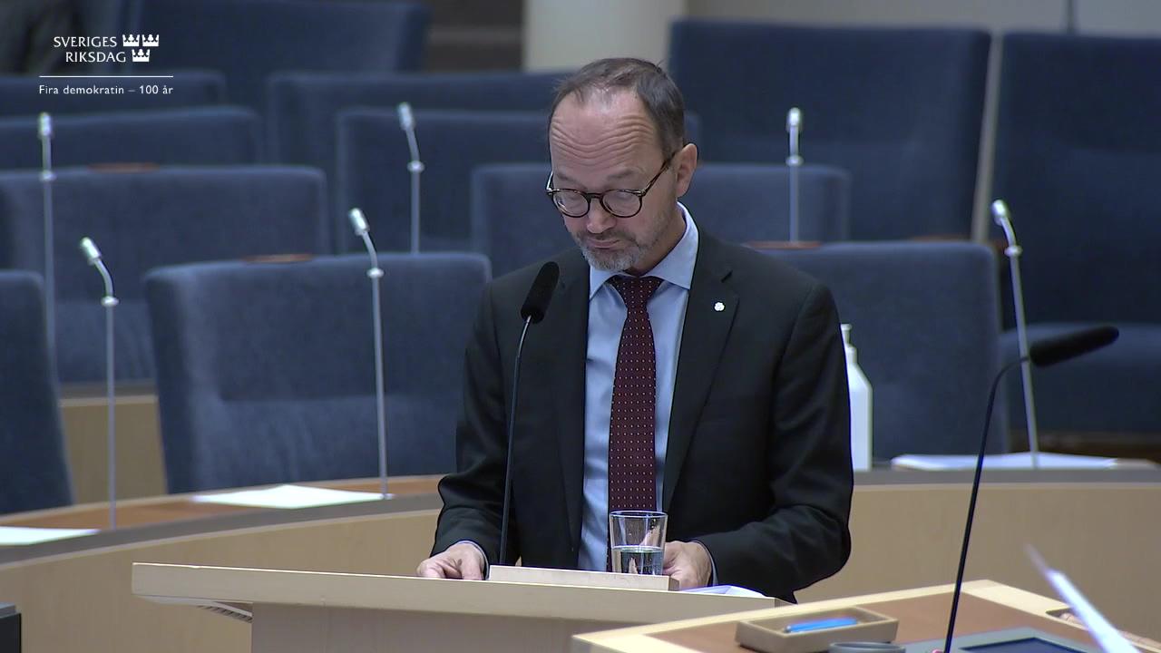 Stillbild från Interpellationsdebatt, Stopp i trafiken på viktiga Europavägar