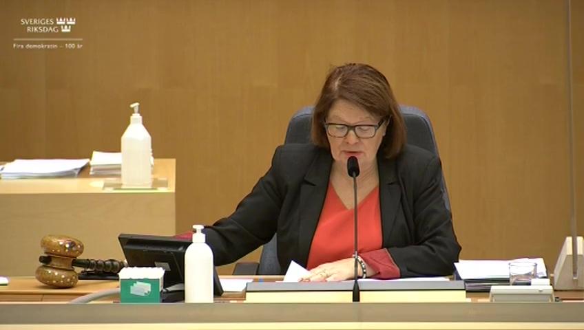 Stillbild från Debatt om förslag, Bättre uppföljning av läkemedel för djur