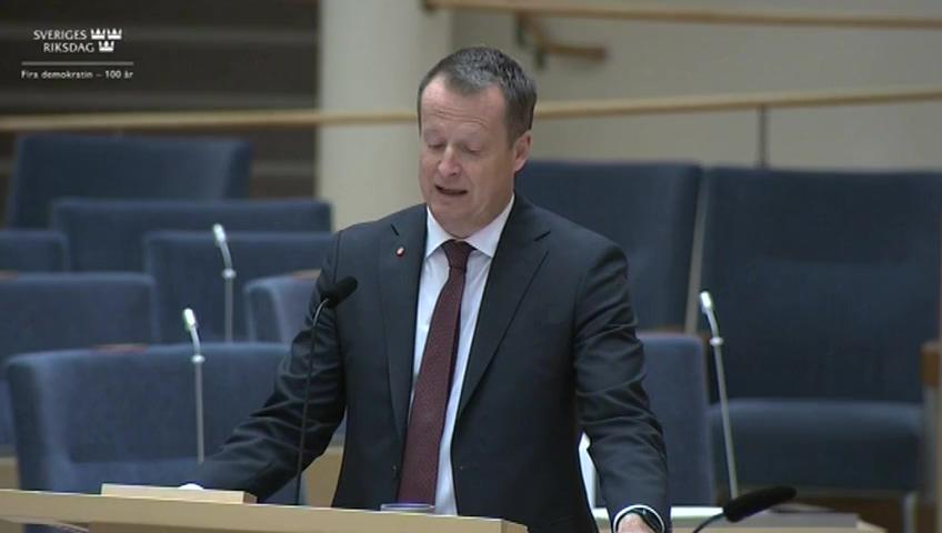 Stillbild från Interpellationsdebatt, Konsekvenser för södra Sveriges elområde