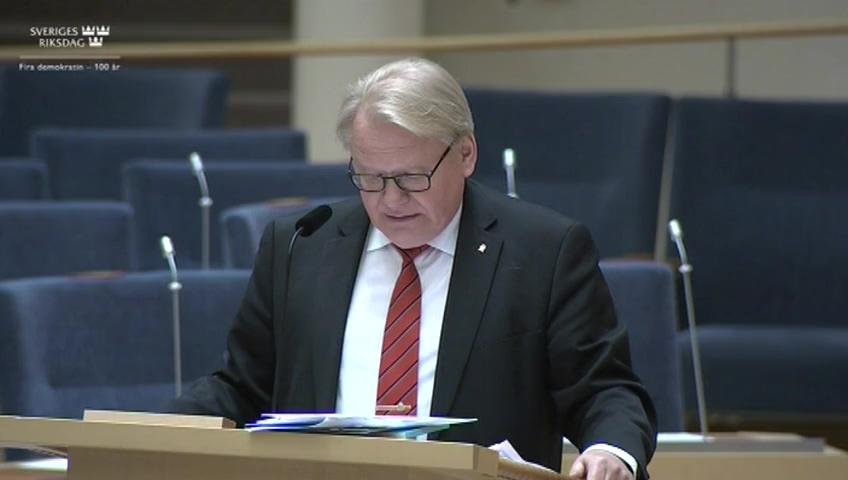 Stillbild från Interpellationsdebatt, Sveriges militära insats i Mali