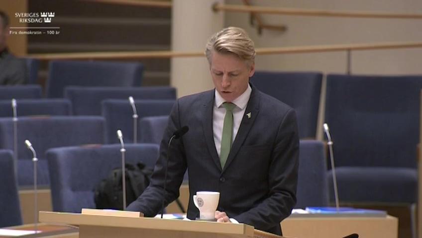 Stillbild från Interpellationsdebatt, Buller från vindkraftverk