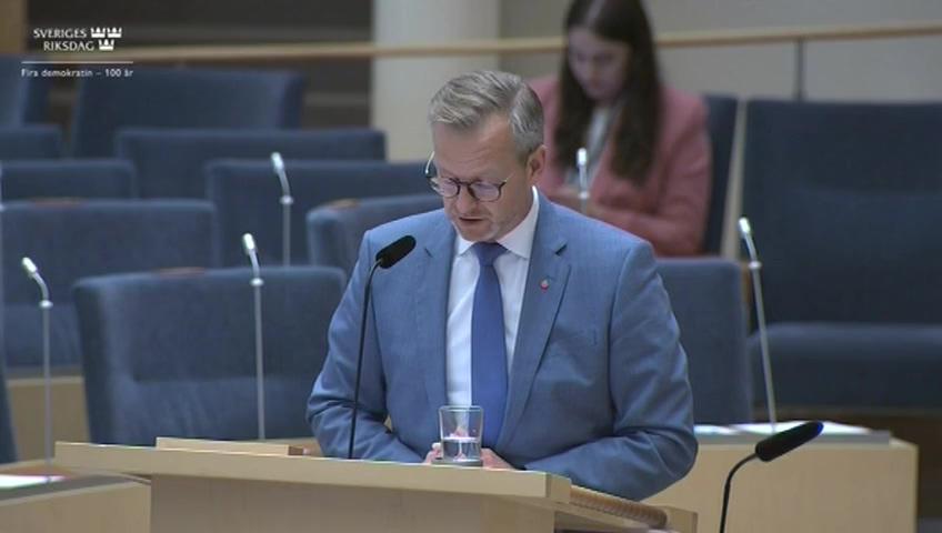 Stillbild från Interpellationsdebatt, Säkerhetspolisens utredningar om personer med kurdiskt ursprung