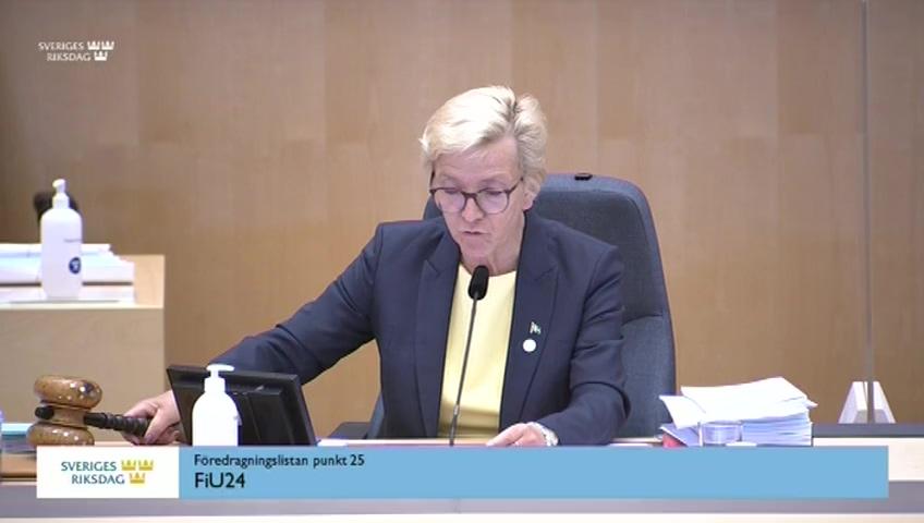 Stillbild från Debatt om förslag, Utvärdering av penningpolitiken för perioden 2018–2020