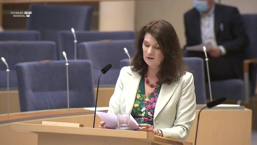 Stillbild från Interpellationsdebatt, Israels ockupation av Palestina