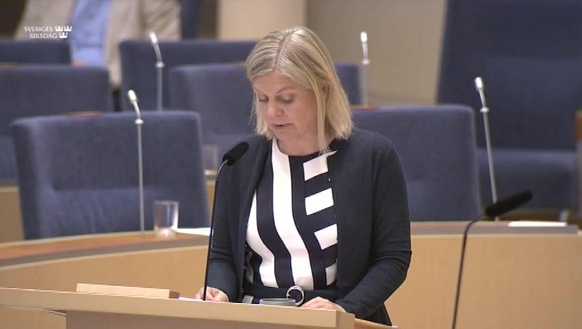 Stillbild från Interpellationsdebatt, Regeringens ekonomiska politik