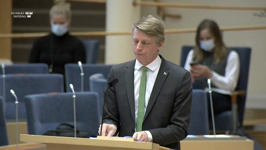 Stillbild från Interpellationsdebatt, Effekter på biologisk mångfald av vindkraftverksutbyggnad till havs