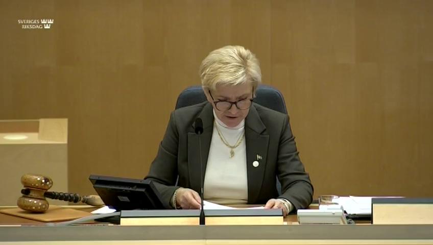 Stillbild från Interpellationsdebatt, Bedövning av djur vid slakt