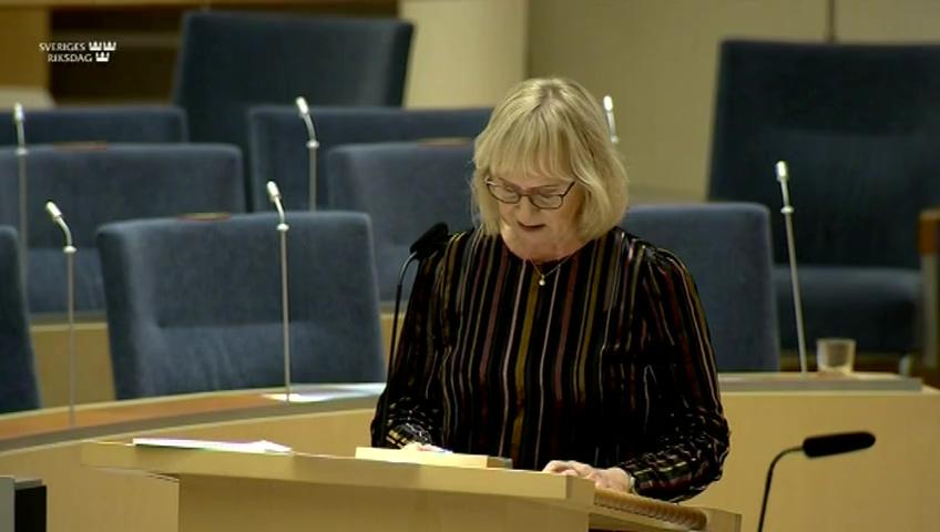 Stillbild från Interpellationsdebatt, Kommuners medverkan till ofrivillig bosätttning i en annan kommun  