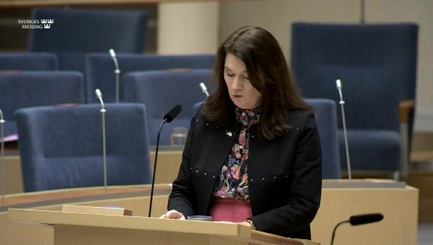 Stillbild från Interpellationsdebatt, Folkrepubliken Kinas agerande i Hongkong