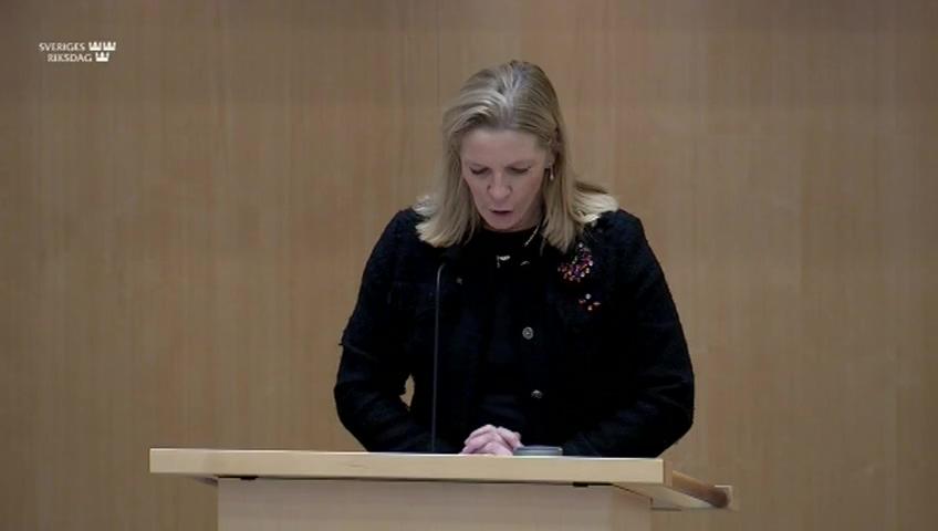 Stillbild från Debatt om förslag, Tullfrågor och Tullverkets utökade möjligheter att besluta om postspärrar