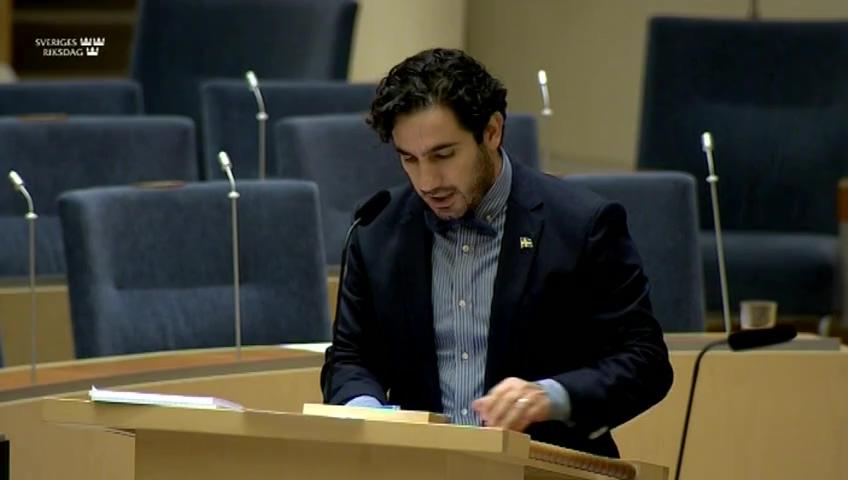 Stillbild från Interpellationsdebatt, Åtgärder mot välfärdsbrottslighet