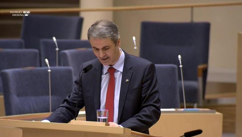 Stillbild från Interpellationsdebatt, Sveriges förutsättningar för en stark gruv- och mineralnäring