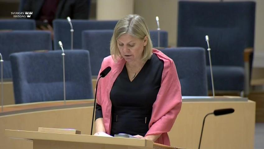 Stillbild från Interpellationsdebatt, Ekonomiska krisstöd 