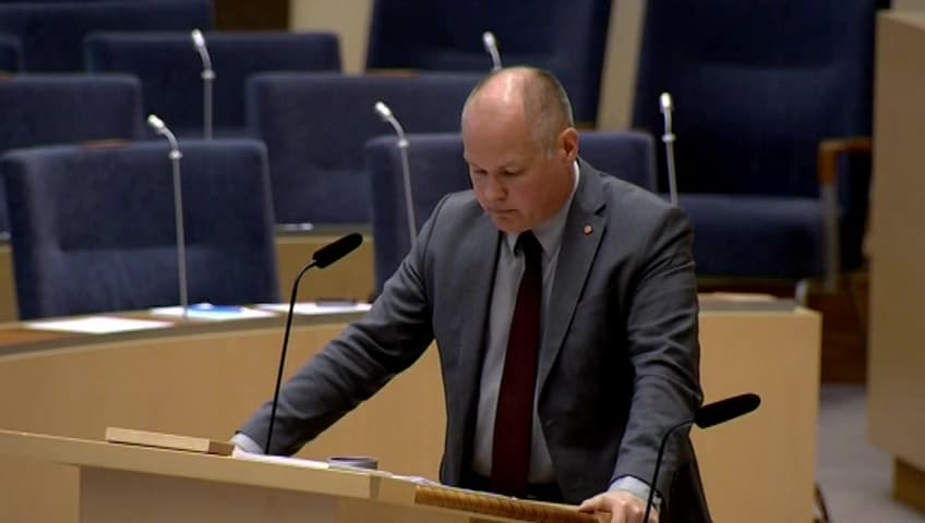 Stillbild från Interpellationsdebatt, Stärkande av äganderätten i Sverige