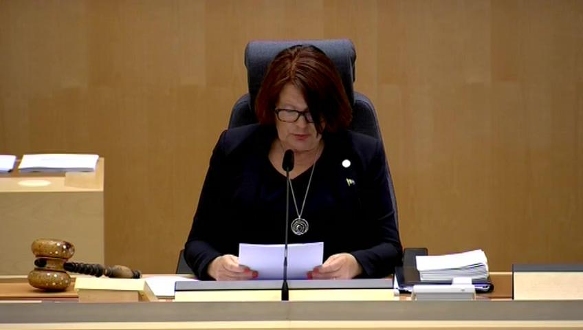 Stillbild från Debatt om förslag, Personuppgiftsbehandling i viss verksamhet som rör allmän ordning och säkerhet - anpassningar till EU:s dataskyddsreform