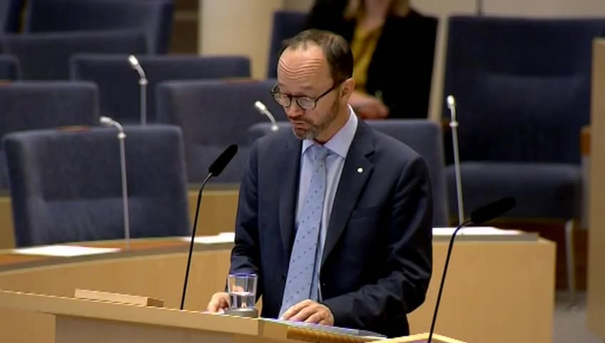 Stillbild från Interpellationsdebatt, Ekonomisk kompensation till flyget