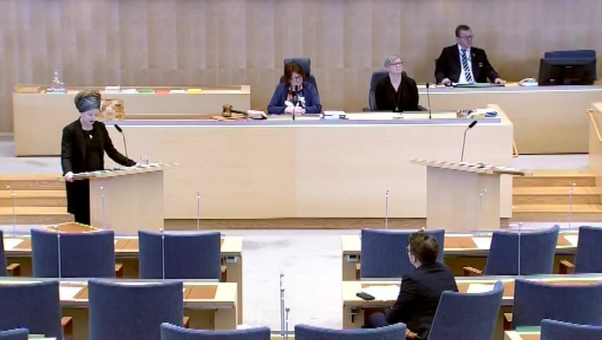 Stillbild från Interpellationsdebatt, Elitidrottande ungdomar