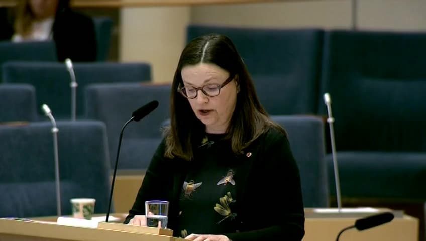 Stillbild från Interpellationsdebatt, Skolkommissionens förslag om stärkt likvärdighet