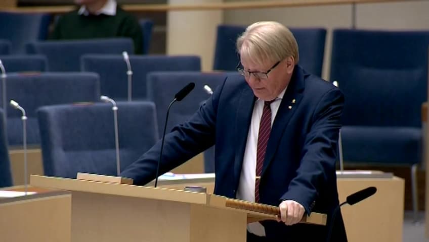 Stillbild från Interpellationsdebatt, Sveriges förhållningssätt till EU:s gemensamma säkerhets- och försvarspolitik