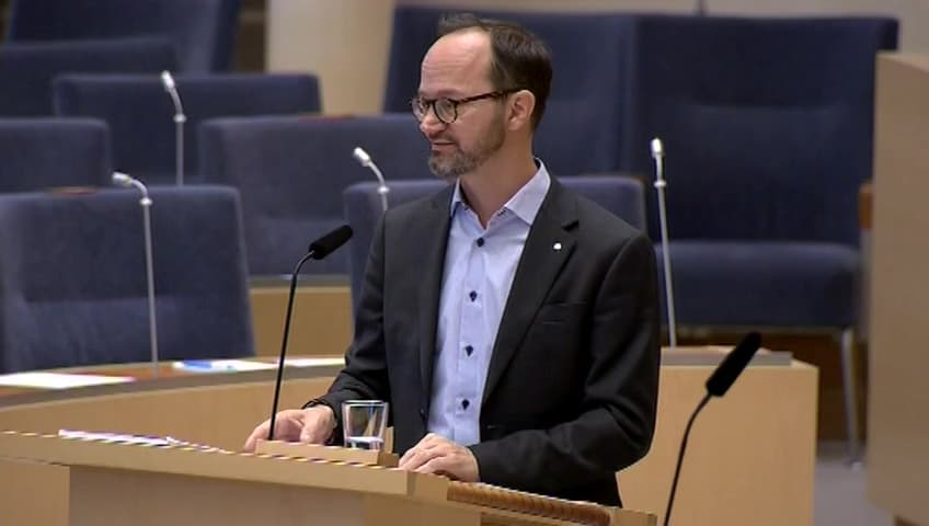 Stillbild från Interpellationsdebatt, Dubbelspårig järnväg mellan Göteborg och Oslo