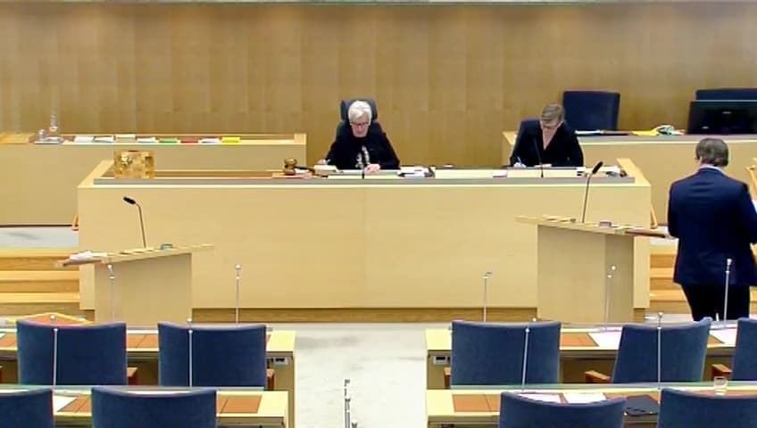 Stillbild från Interpellationsdebatt, Taket för uppskov med reavinstskatt