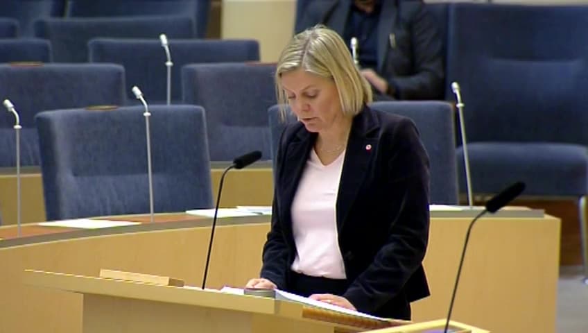 Stillbild från Interpellationsdebatt, Sysselsättningseffekter av januariöverenskommelsen