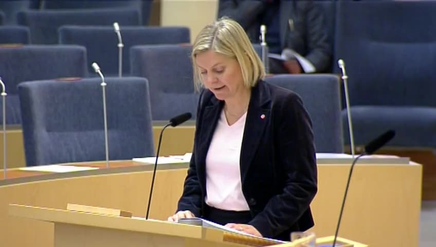Stillbild från Interpellationsdebatt, Finansiering av planerade reformer