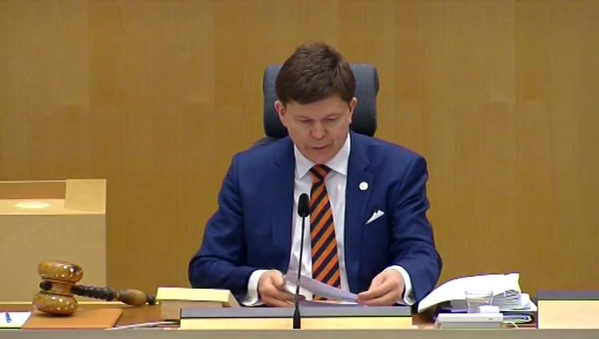 Stillbild från Debatt om förslag, Ny lag om säkerhetsskydd i riksdagen och dess myndigheter