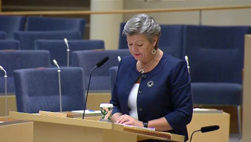 Stillbild från Interpellationsdebatt, Arbetslöshetsmålet