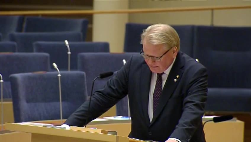 Stillbild från Interpellationsdebatt, Samordningen av totalförsvaret