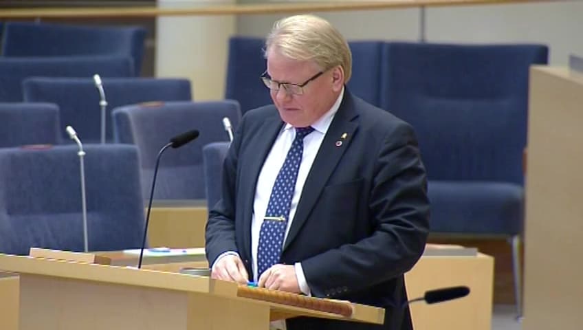 Stillbild från Interpellationsdebatt, Försvarsgarantier mellan Sverige och USA 