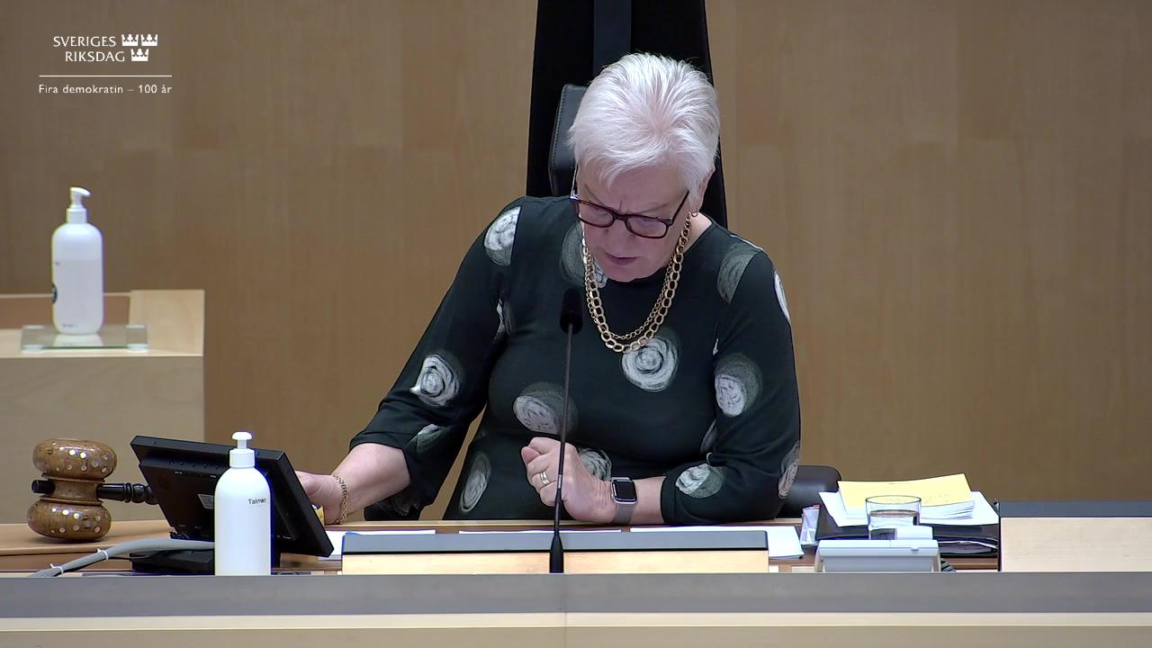 Stillbild från Debatt om förslag, Riksrevisionens årsredovisning för 2021