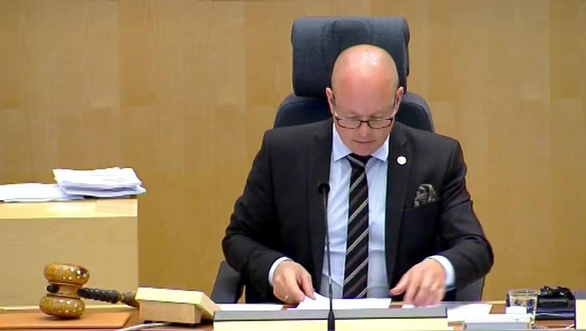 Stillbild från Debatt om förslag, Stiftelsen Riksbankens Jubileumsfonds verksamhet och årsredovisning 2017