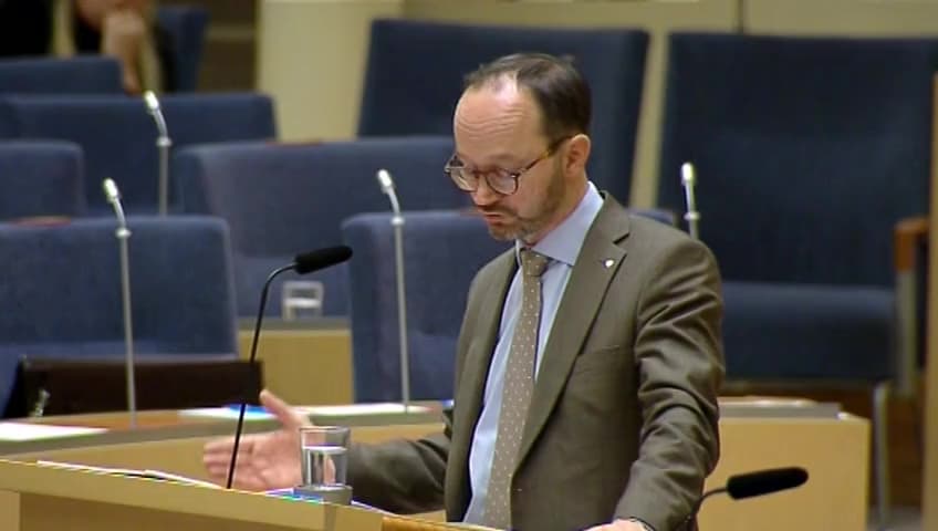 Stillbild från Interpellationsdebatt, Luftfartsverkets verksamhet i Förenade Arabemiraten
